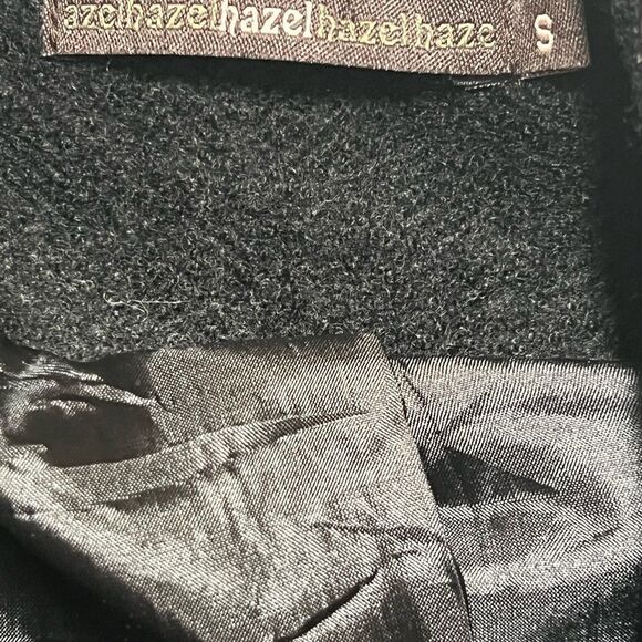 Anthropologie Hazel Black Tweed Long Line Double Breasted Wool Blend Pea Coat S - Picture 6 of 6